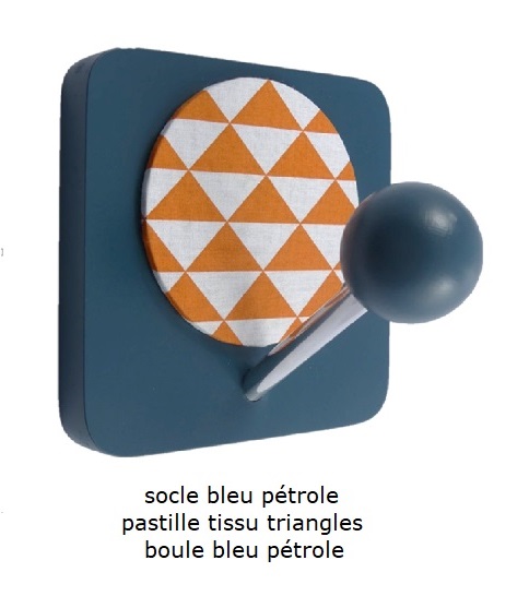 Patère socle carré bleu pétrole