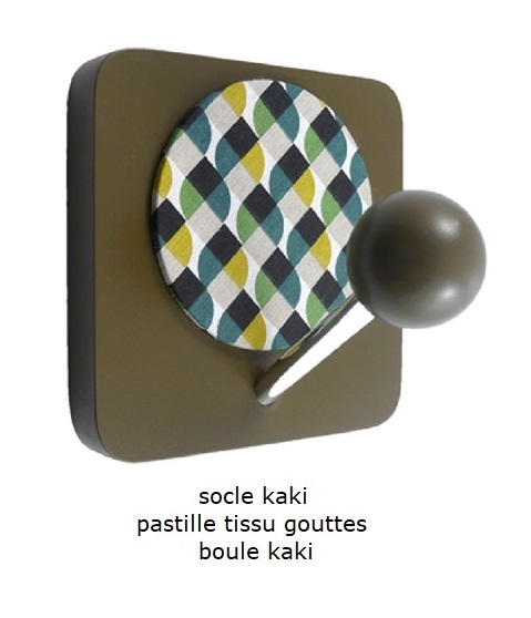 Patère socle carré kaki