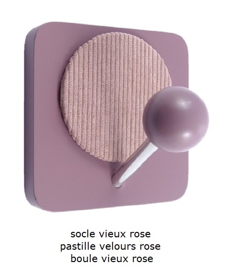 Patère socle carré vieux rose