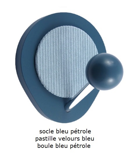 Patère socle poire bleu pétrole